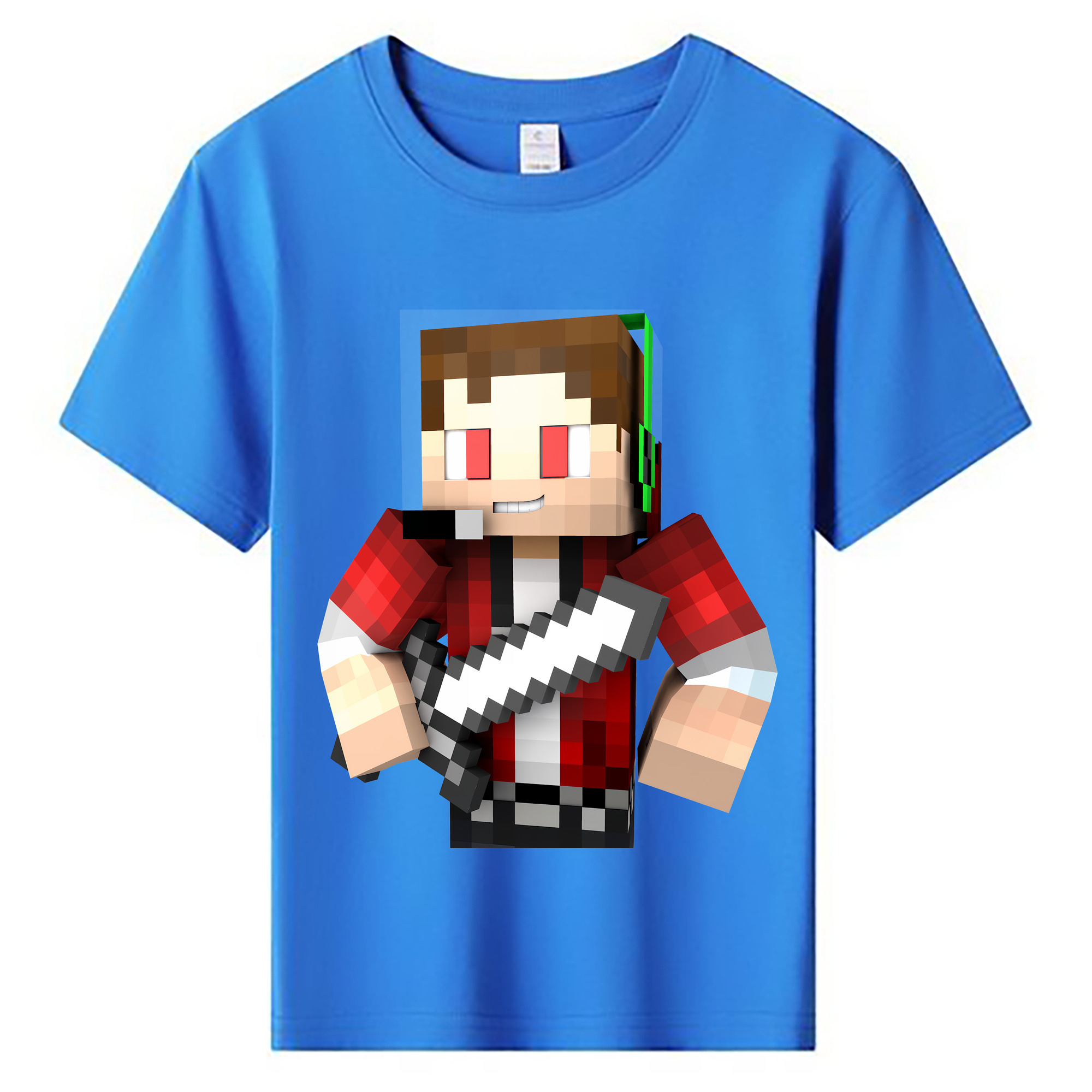（画像用） マインクラフト ブロックの世界 Minecraft MC Block world 綿100％キッズTシャツ（フロントプリント）